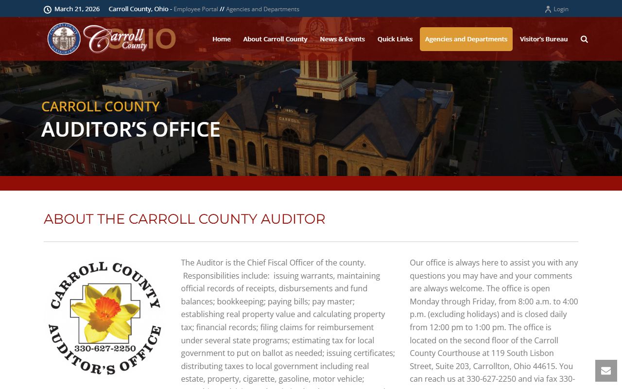 Carroll County Auditor property search for deed records
