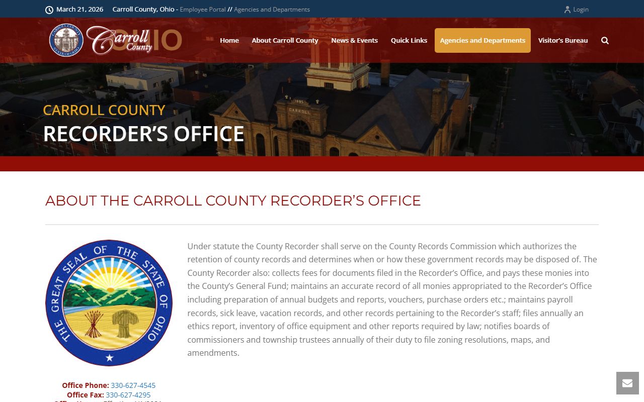 Carroll County Recorder website for deed records