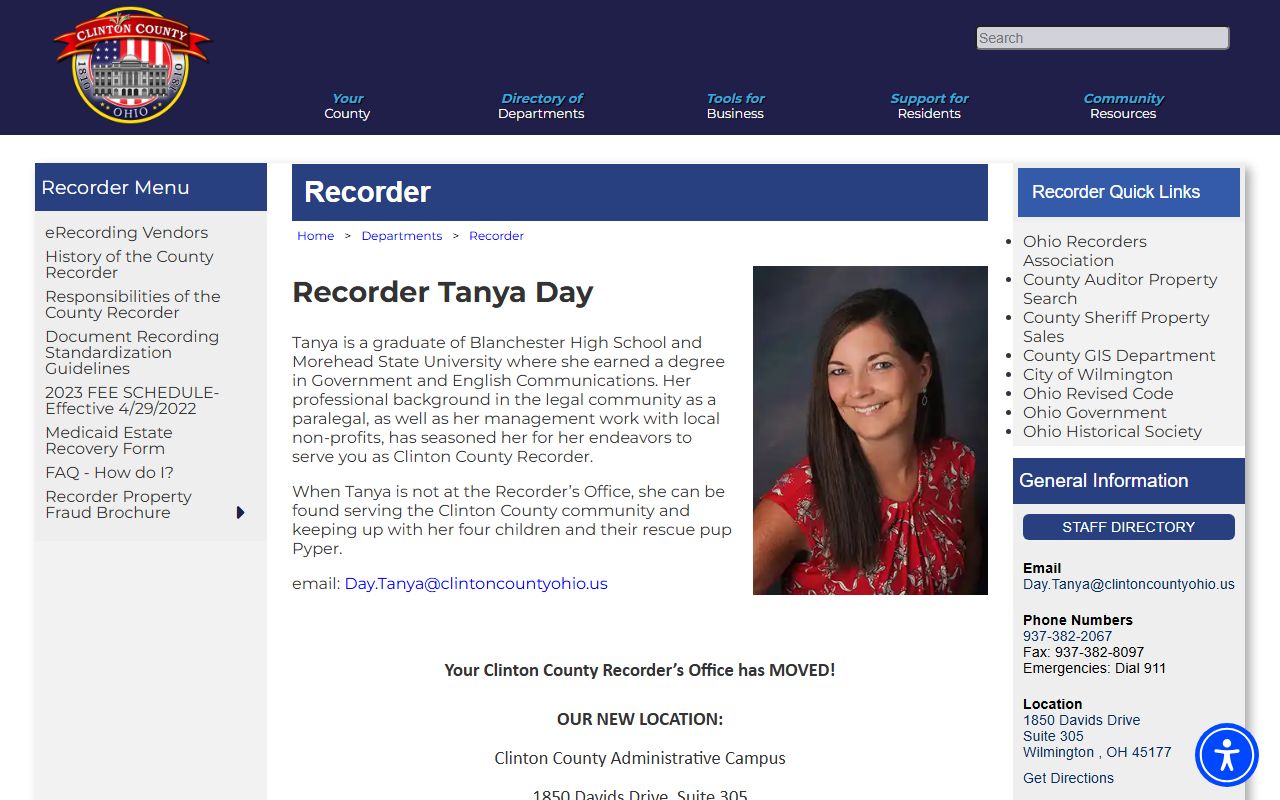 Clinton County Recorder office for deed records