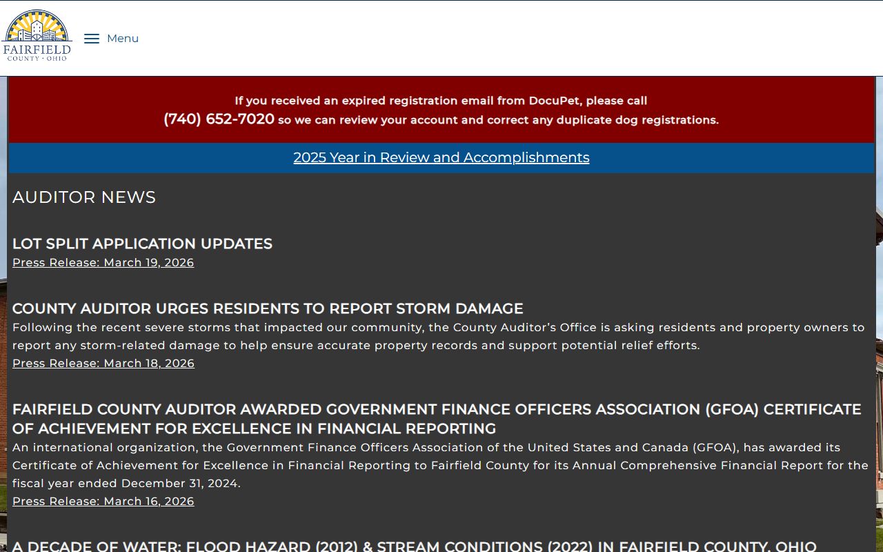 Fairfield County Auditor property search for deed records