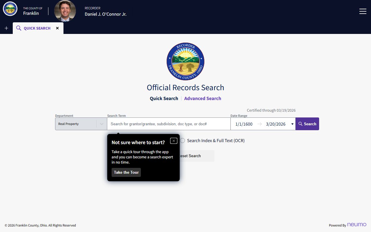 Franklin County public records search portal for deed records