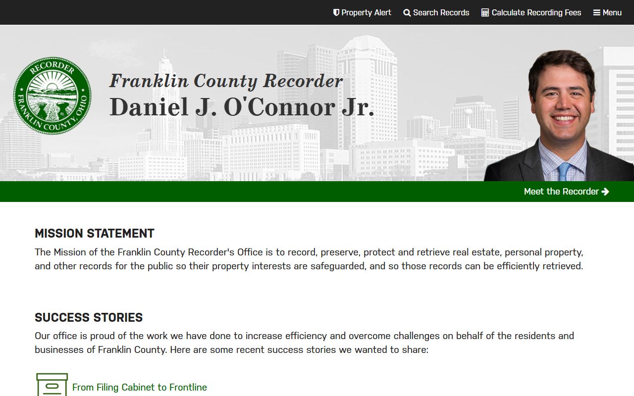Franklin County Recorder office website for deed records search