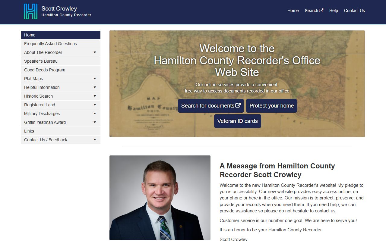 Hamilton County Recorder office website for deed records