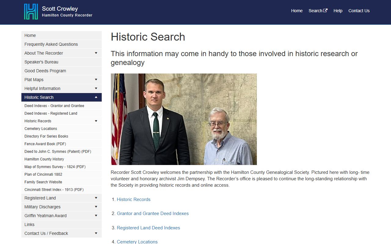 Hamilton County Recorder historic search for deed records