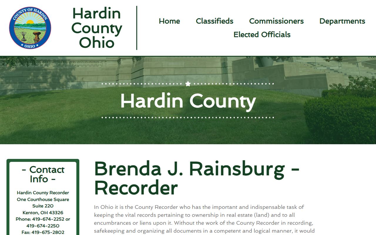 Hardin County Recorder office website for deed records