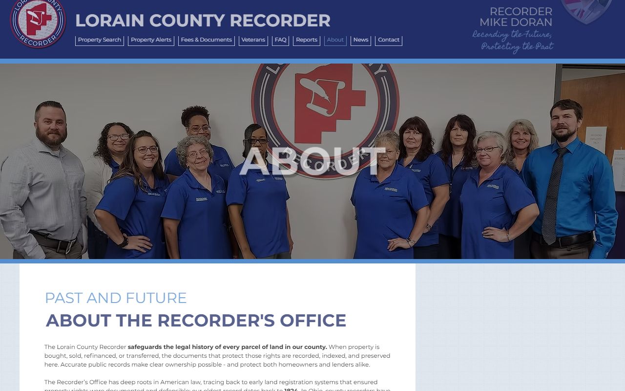 Lorain County Recorder about page for deed records information