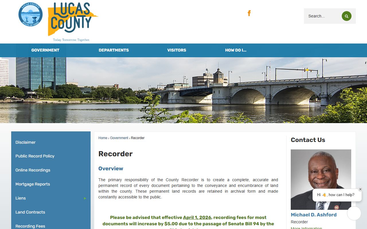 Lucas County Recorder office page for deed records