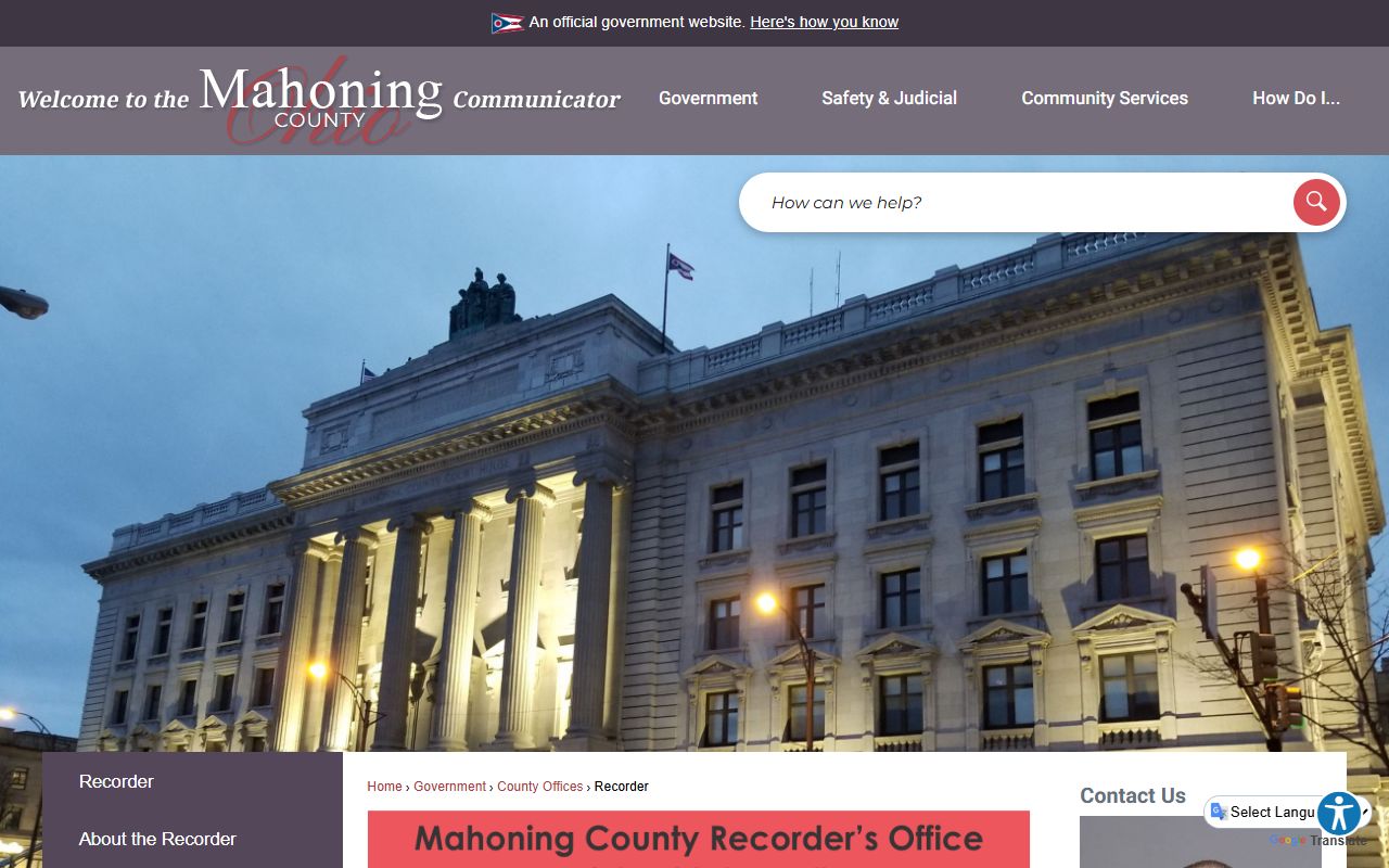 Mahoning County Recorder website for deed records
