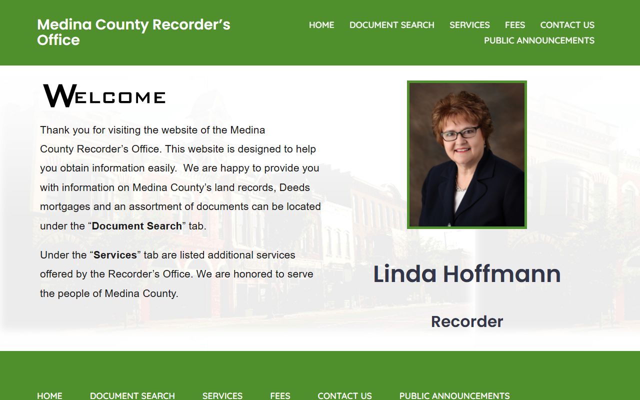 Medina County Recorder main page for deed records