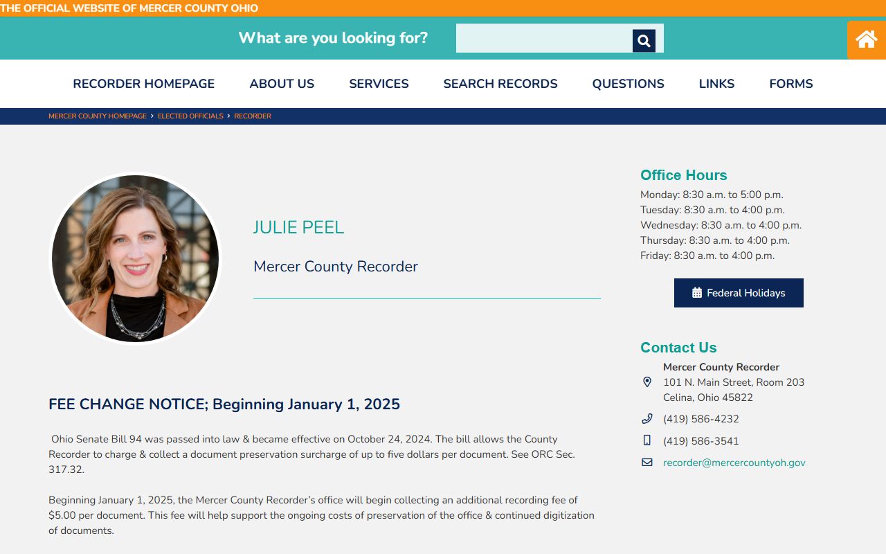 Mercer County Recorder office website for deed records