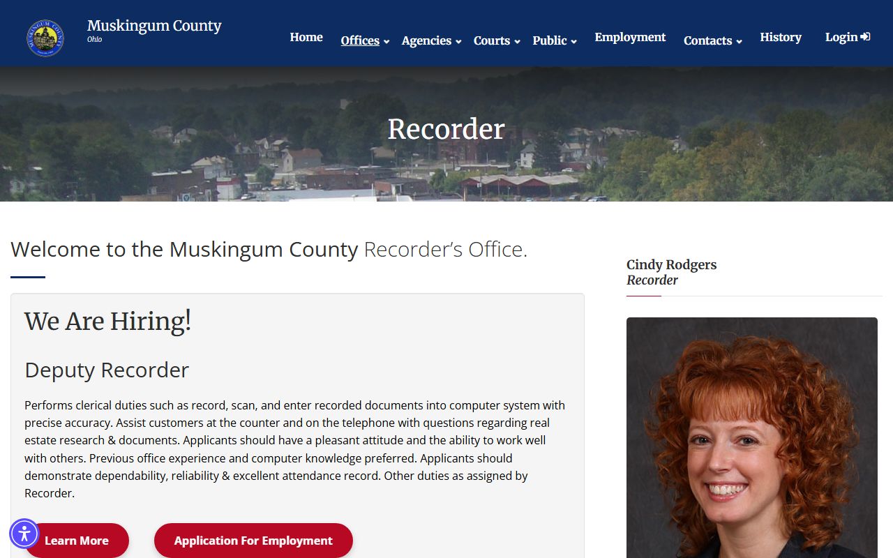 Muskingum County Recorder website for deed records search