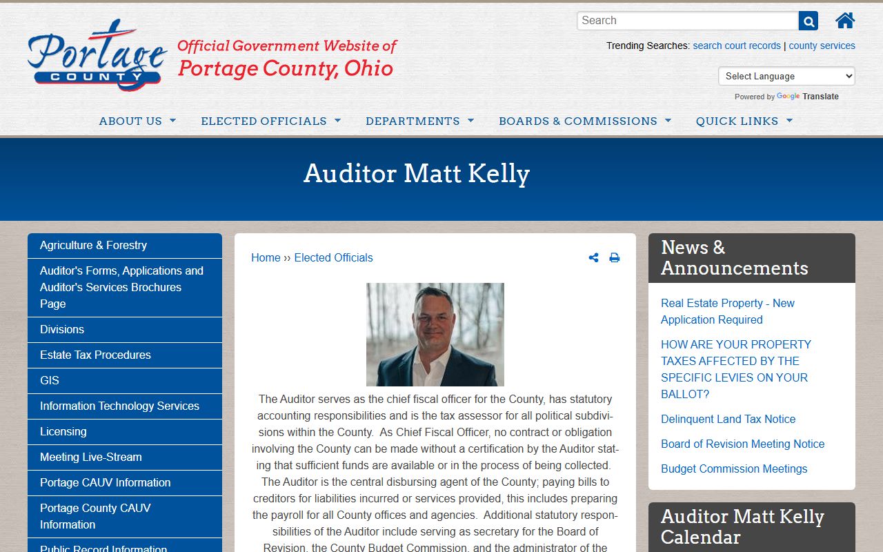 Portage County Auditor property search for deed records