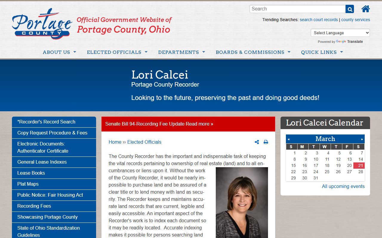 Portage County Recorder office for deed records