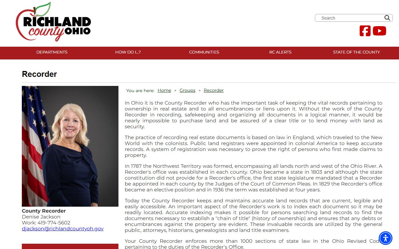 Richland County Recorder department page for deed records