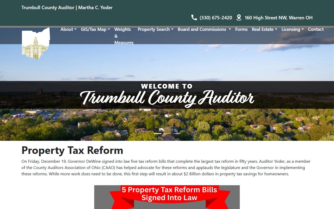 Trumbull County Auditor property search for deed records