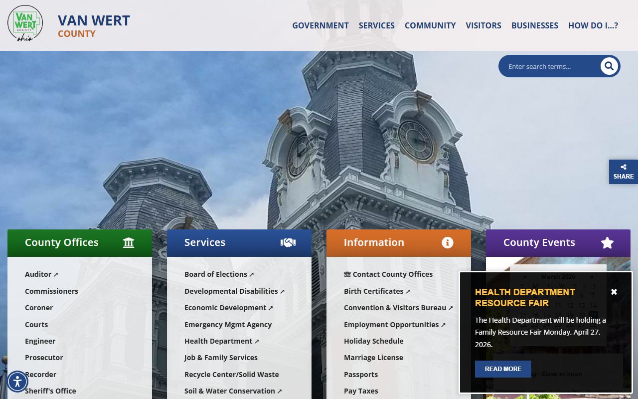 Van Wert County government portal for deed records