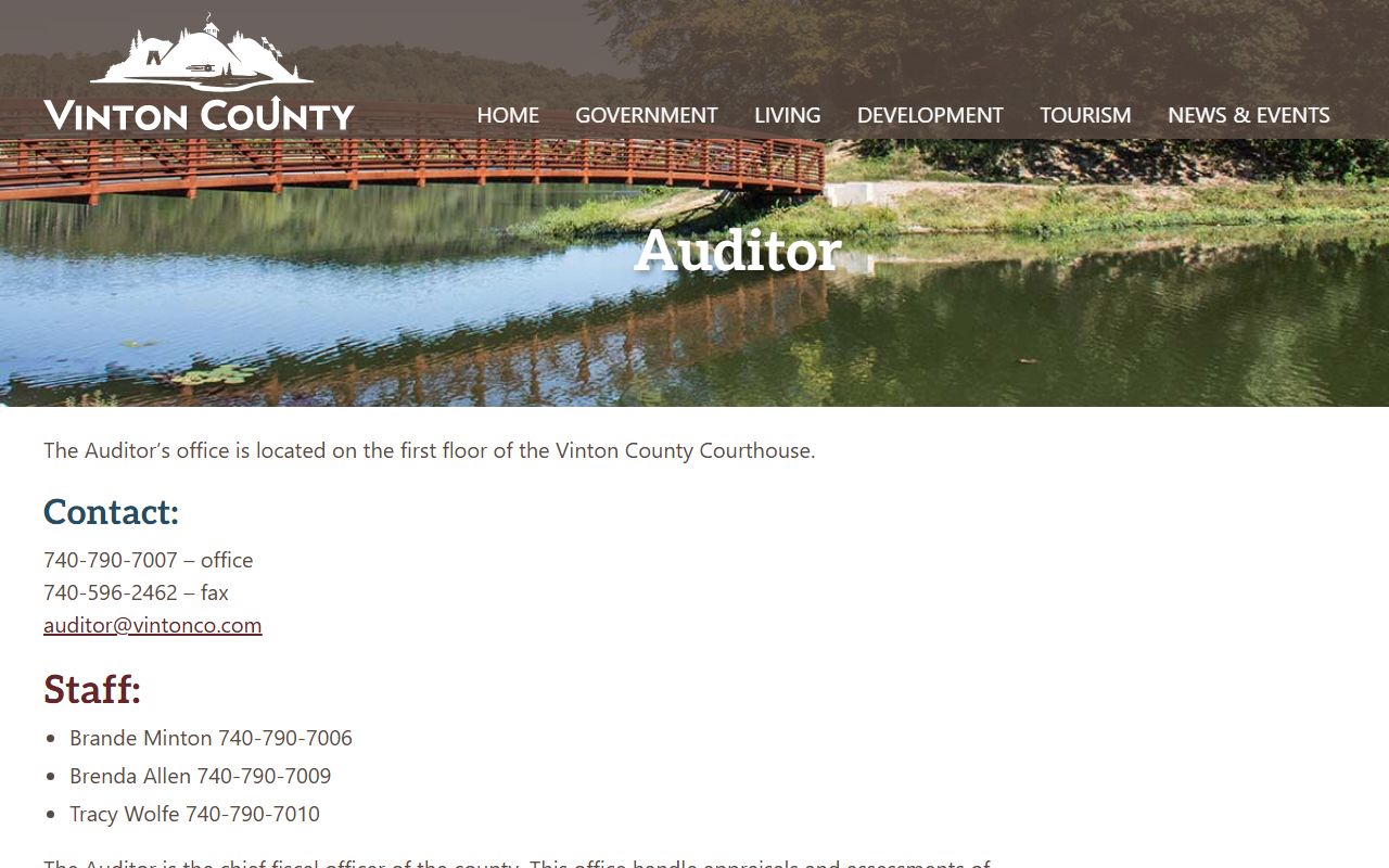 Vinton County Auditor property search for deed research
