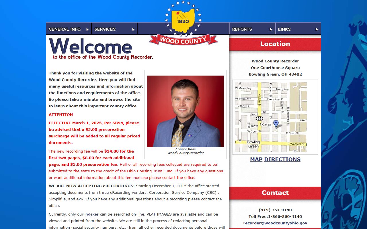 Wood County Recorder website for deed records search