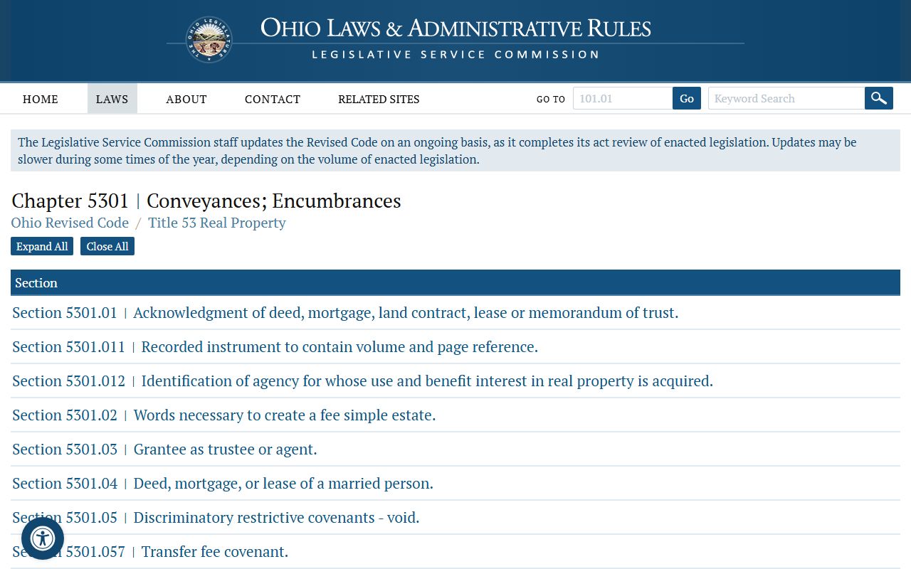 Ohio Revised Code Chapter 317 governing Ohio deed records